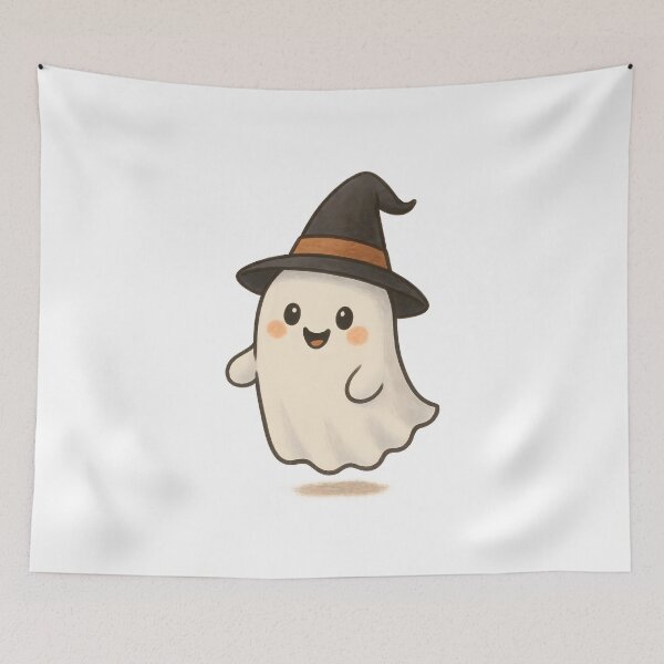 Item preview, Friendly ghost with a witch hat. designed and sold by MayzCreations.