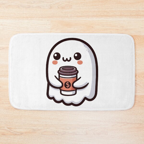 Item preview, Cute Spooky Ghost Holding Coffee Cup – Kawaii Halloween Coffee Lover Illustration designed and sold by Lu7u.
