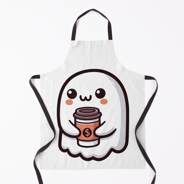 Item preview, Cute Spooky Ghost Holding Coffee Cup – Kawaii Halloween Coffee Lover Illustration designed and sold by Lu7u.