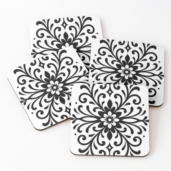 Item preview, Elongated Ornamental Floral Symmetry Design with Crisp Black Linework designed and sold by 2gather1ness.