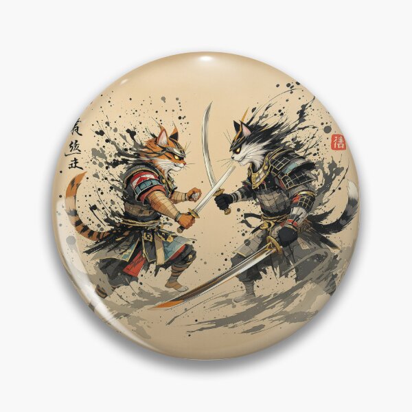 Item preview, Samurai Cat Duel – Dramatic Sumi-e Ink Japanese Art designed and sold by KaryaVisionSTR.