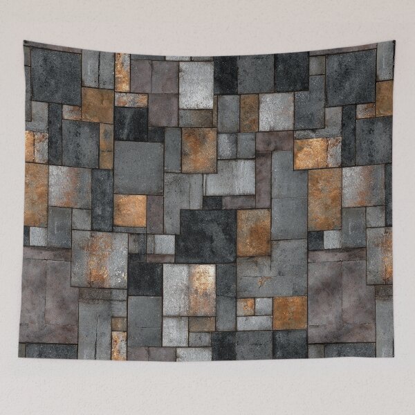 Item preview, Industrial Mosaic Pattern - Geometric Gray and Bronze designed and sold by HausKatz.