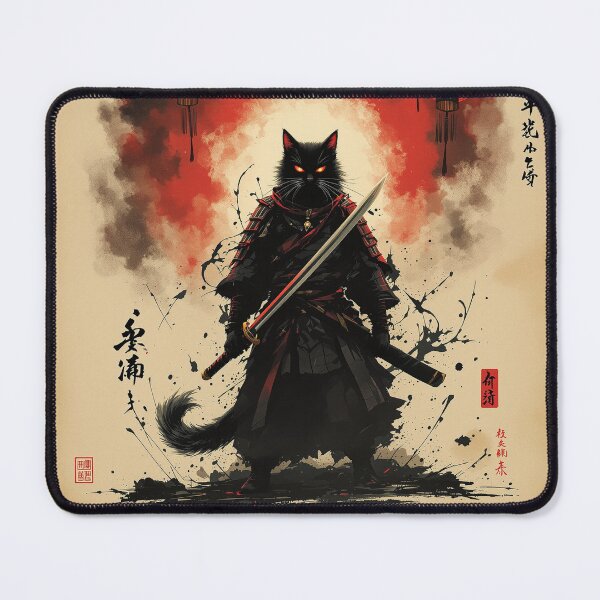 Item preview, Mystic Samurai Cat – Vintage Japanese Lantern Art designed and sold by KaryaVisionSTR.