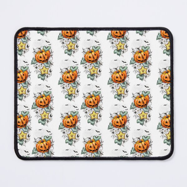 Aperçu de l'œuvre Joyeux Halloween citrouille avec fleurs et chauves-souris créée et vendue par Inky Paige.