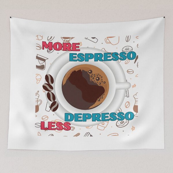 Item preview, “More Espresso, Less Depresso” -Brew positivity, one sip at a time. designed and sold by PixelInfinite.