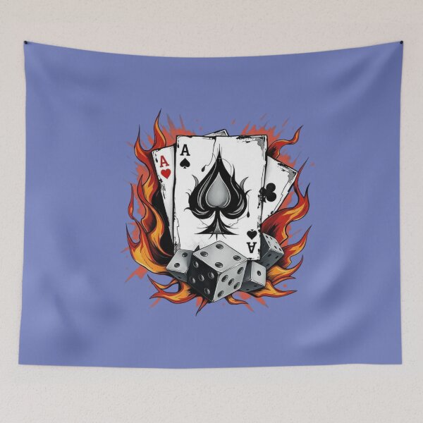 Item preview, Abstract Expressionism Biker Ace Tattoo Style T-Shirt - Vintage Deconstructed Cards & Dice Flames Design designed and sold by karim38.