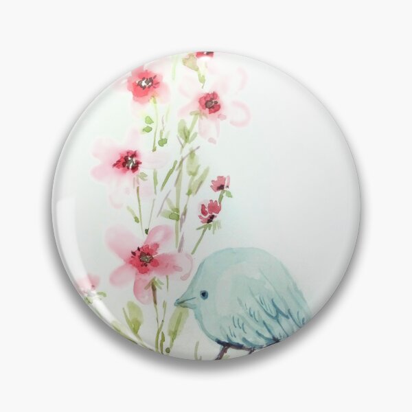 Item preview, Watercolor Bluebird and Flowers designed and sold by Kara Draws.