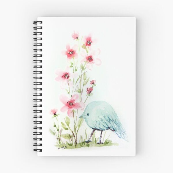 Item preview, Watercolor Bluebird and Flowers designed and sold by Kara Draws.