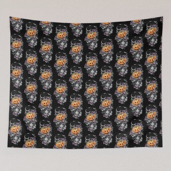 Item preview, Feliz Halloween: Calabaza espeluznante con fondo negro designed and sold by Inky Paige.
