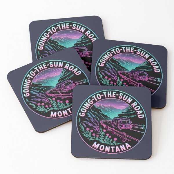 Item preview, :Going-to-the-Sun Road Neon Night Badge Sticker · Montana National Park Retro Glow designed and sold by Horizon Tales.