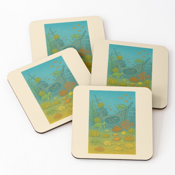 Item preview, Shipwreck with Coral Bloom – Mystical Underwater Nature Art Print designed and sold by StudioTZ.