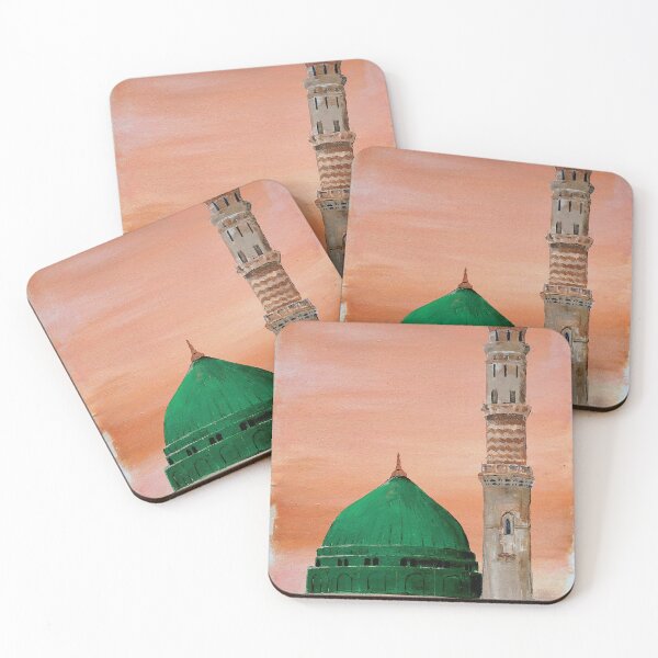 Item preview, Masjid Nabawi Painting - Prophet’s Mosque Madinah – Green Dome Sunset Painting designed and sold by Arteva Stories.