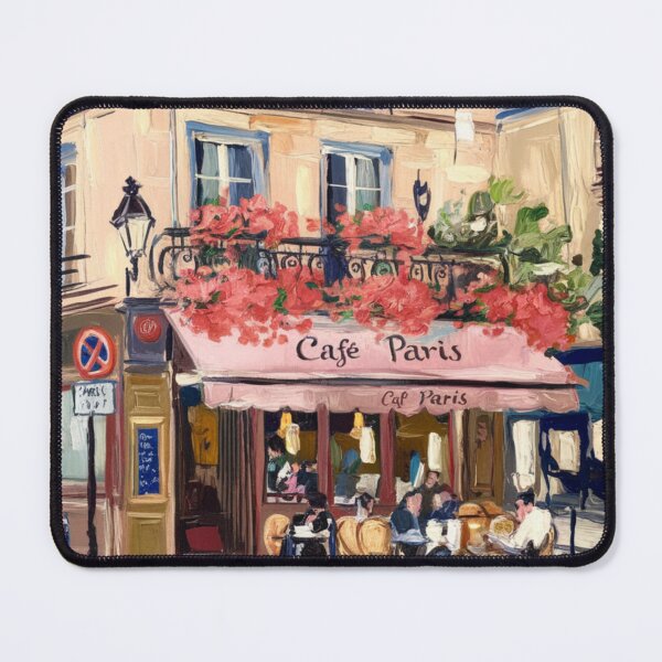 Item preview, Montmartre Paris Travel Poster | Café Paris with Red Flowers designed and sold by CARRAANN.