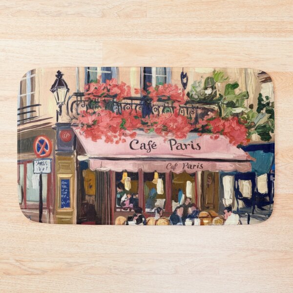 Item preview, Montmartre Paris Travel Poster | Café Paris with Red Flowers designed and sold by CARRAANN.