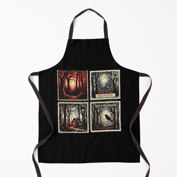 Item preview, Vintage Spooky Forest Stamps Collection | Haunted Woods Cabin Labyrinth Raven Full Moon Art designed and sold by NSB-Design.