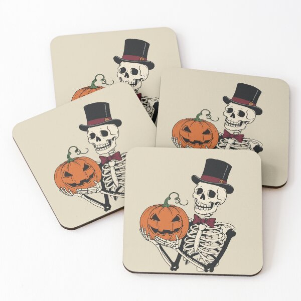 Item preview, Dapper Skeleton with Pumpkin – Vintage Halloween Illustration designed and sold by Pasteltone.