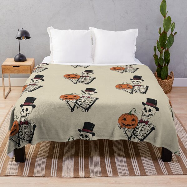 Item preview, Dapper Skeleton with Pumpkin – Vintage Halloween Illustration designed and sold by Pasteltone.