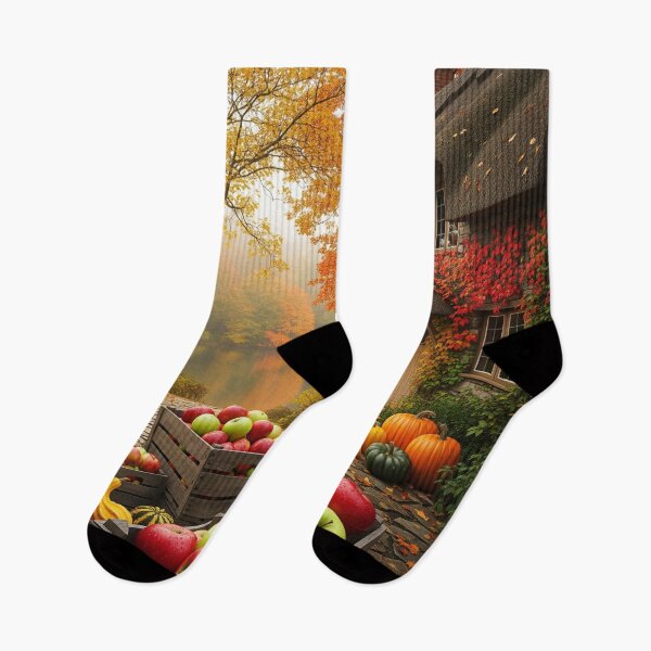 Item preview, Autumn Harvest Cottage – Cozy Fall Scene with Apples and Pumpkins designed and sold by MerchYouSearch.