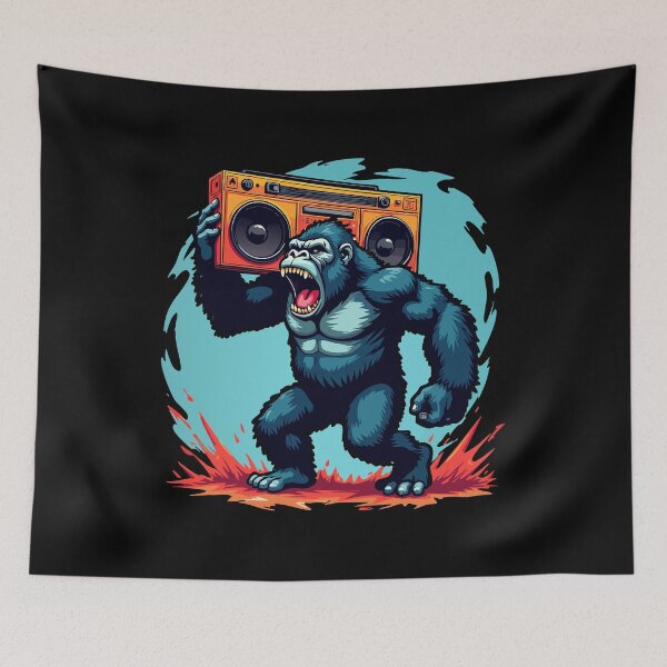 Item preview, Retro Gorilla Power – The King with the Boombox designed and sold by Hans-Design.