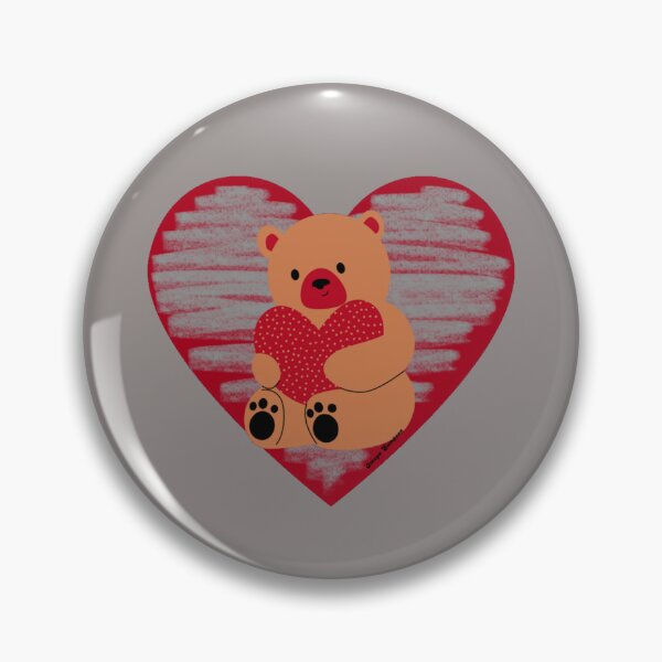 Item preview, Red and Grey Teddy Bear Heart designed and sold by artbyomega.