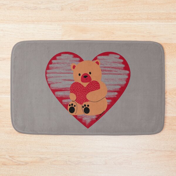 Item preview, Red and Grey Teddy Bear Heart designed and sold by artbyomega.