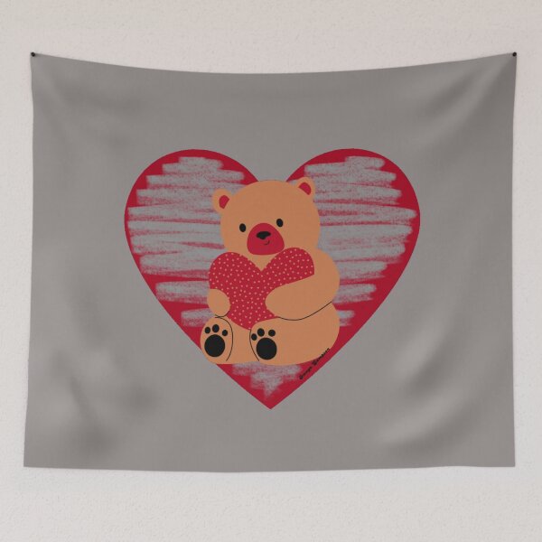 Item preview, Red and Grey Teddy Bear Heart designed and sold by artbyomega.