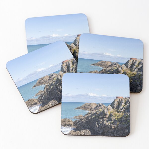 Item preview, A cross and ruins stand at the edge of Pointe du Décollé, St Lunaire, Brittany, France designed and sold by BigBadJogr.