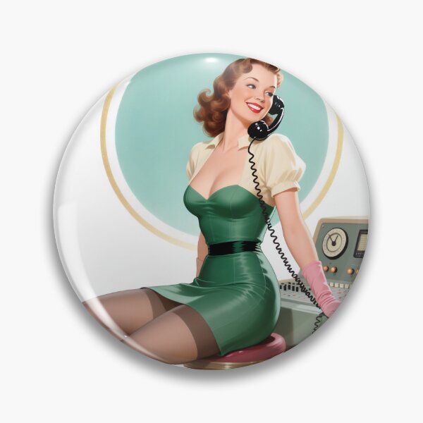 Item preview, Vintage Pinup Telephone Operator – 1940s Retro Technology Glamour designed and sold by Lightning-Lace.