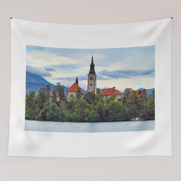 Item preview, Pilgrimage Church of the Assumption of Maria in the morning landscape,Lake Bled, Slovenia designed and sold by goceris.