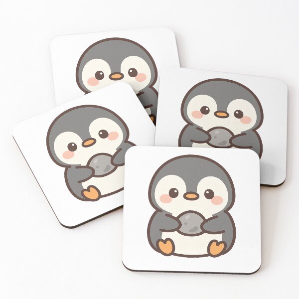 Item preview, Cute Baby Penguin with Pebble – Kawaii Penguin Illustration designed and sold by VDekDesigns.