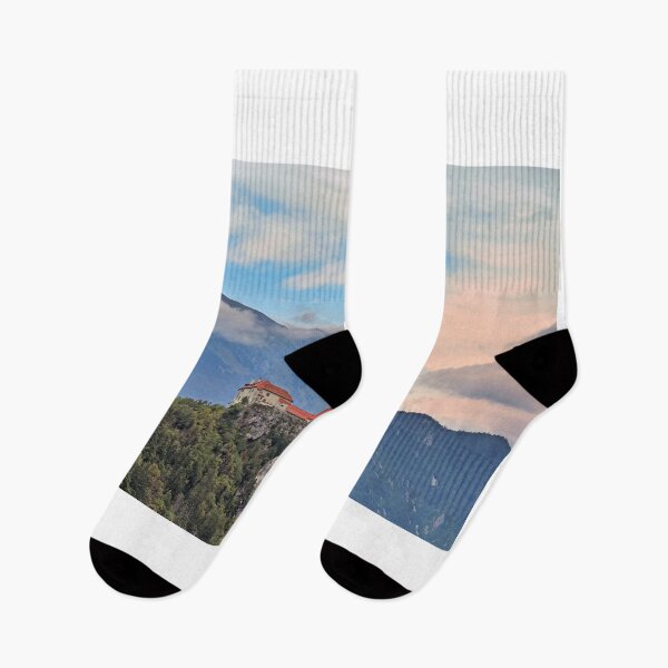 Item preview, Bled Castle and mountains in the morning landscape, Slovenia designed and sold by goceris.