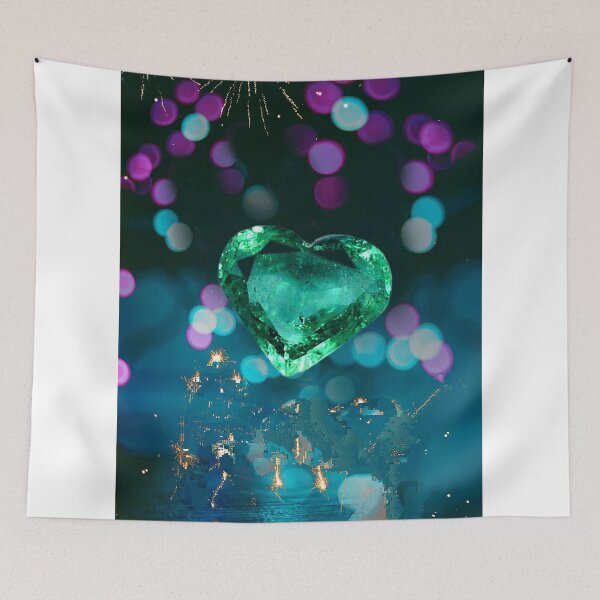 Item preview, Emerald Stone Heart Cut on a Digital Art Background designed and sold by QuasarDigitalSurrealism.