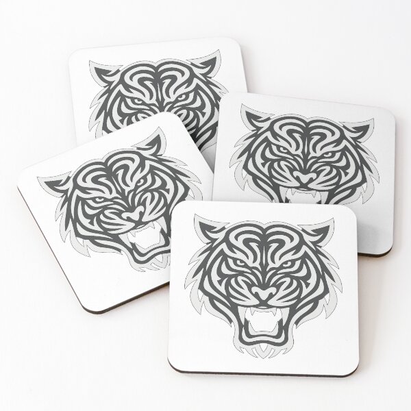 Item preview, Aggressive Tribal Tiger – White Design | Fierce Tribal Tiger Tattoo Style designed and sold by DjokosDisigns.