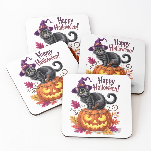 Item preview, Witch Cat on Pumpkin – Playful Spooky Halloween Design designed and sold by Taans-Creation.