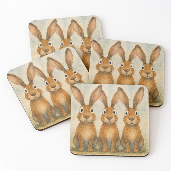 Item preview, Cute Hare Rabbit Family PRiNTS ' The Hares 4 ‘ BY SHIRLEY MACARTHUR designed and sold by Shirley MacArthur Art.