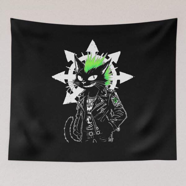 Item preview, Chaos Cat - Black Cat of Anarchy with Chaos Star Symbol designed and sold by Ikaroots.