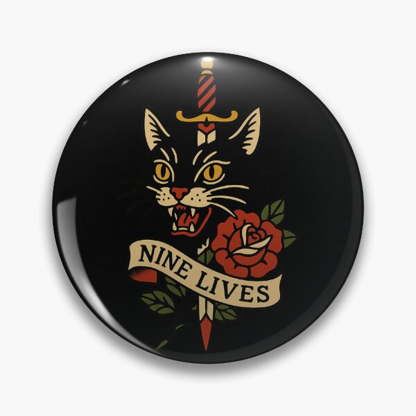 Item preview, Nine Lives – Tattoo Style Cat Design designed and sold by PurfectAttitude.