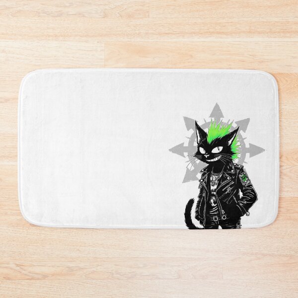 Item preview, Chaos Cat - Black Anarchist Cat with Mohawk and Chaos Star Symbol designed and sold by Ikaroots.