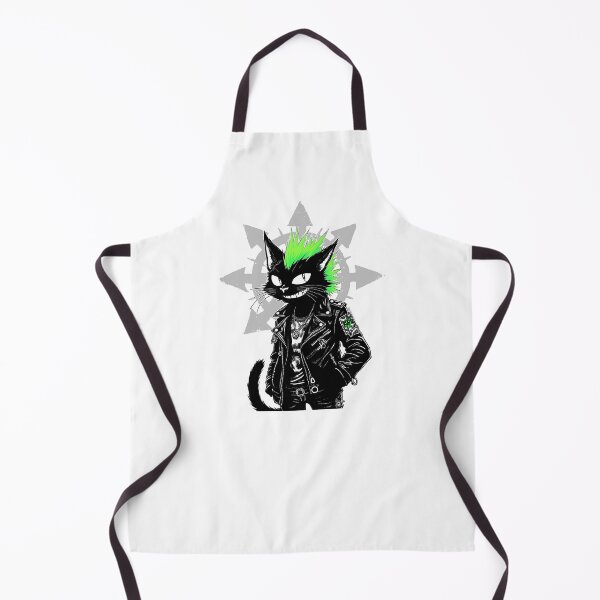 Item preview, Chaos Cat - Black Anarchist Cat with Mohawk and Chaos Star Symbol designed and sold by Ikaroots.