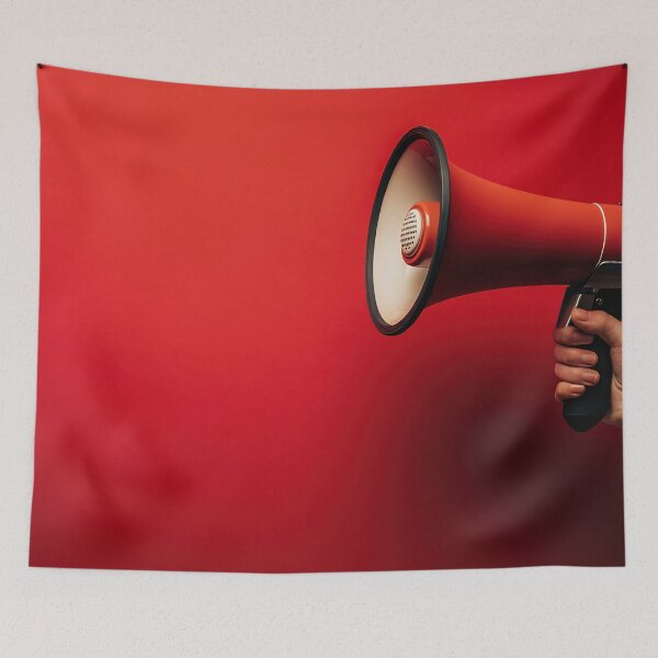 Item preview, Red background with megaphone designed and sold by anytka.