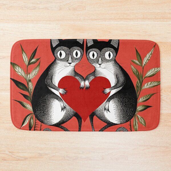 Item preview, Two playful cats holding a heart designed and sold by anytka.