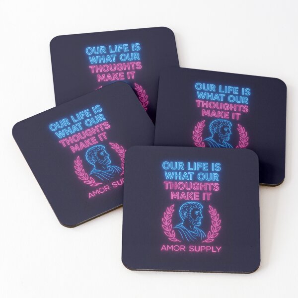 Item preview, Our Life Is What Our Thoughts Make It – Marcus Aurelius Neon Stoic Quote | Amor Supply designed and sold by Amor Supply.