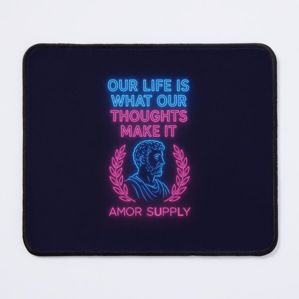 Item preview, Our Life Is What Our Thoughts Make It – Marcus Aurelius Neon Stoic Quote | Amor Supply designed and sold by Amor Supply.