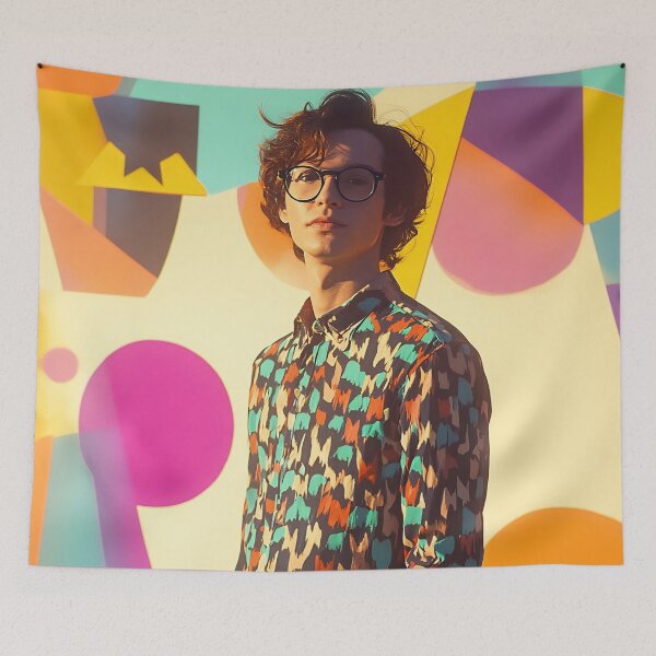 Item preview, Young man poses in colorful backdrop designed and sold by anytka.