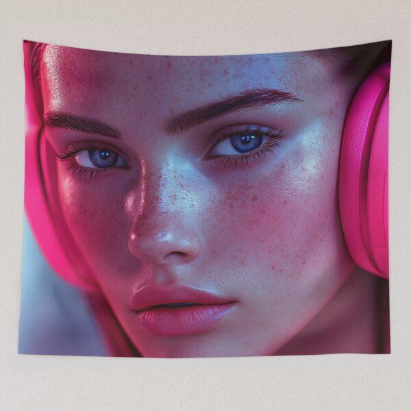 Item preview, Young woman with vibrant headphones designed and sold by anytka.