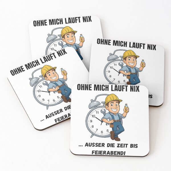 Item preview, After-work craftsman – cartoon construction worker with beer and clock designed and sold by WerkstattWitz.