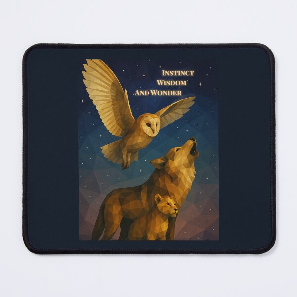 Item preview, Instinct, Wisdom and Wonder – Geometric Owl, Wolf and Cub Under Starlit Sky designed and sold by GeoWild Designs.