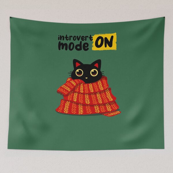 Item preview, Introvert Mode ON – Cozy Cat Wrapped in Scarf designed and sold by erion5k.