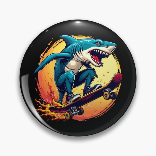 Item preview, Flaming Skateboard Shark – Shark on a hot board designed and sold by Hans-Design.