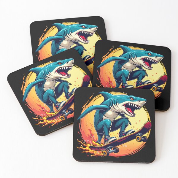 Item preview, Flaming Skateboard Shark – Shark on a hot board designed and sold by Hans-Design.